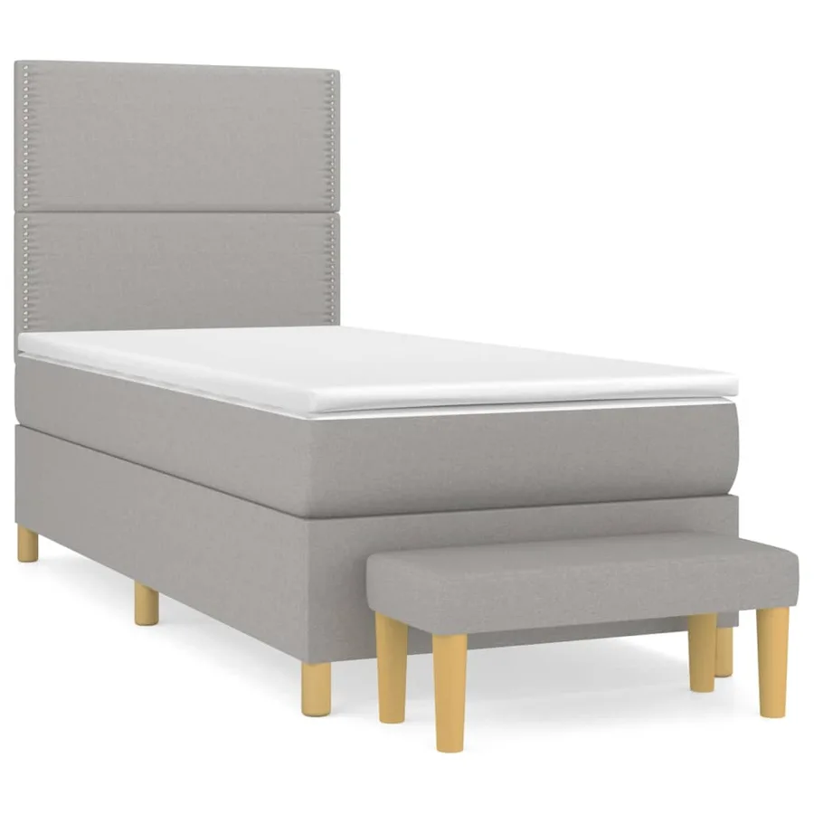 Sommier à lattes de lit avec matelas Gris clair 100x200cm Tissu - 2