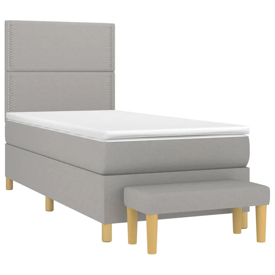 Sommier à lattes de lit avec matelas Gris clair 100x200cm Tissu - 3