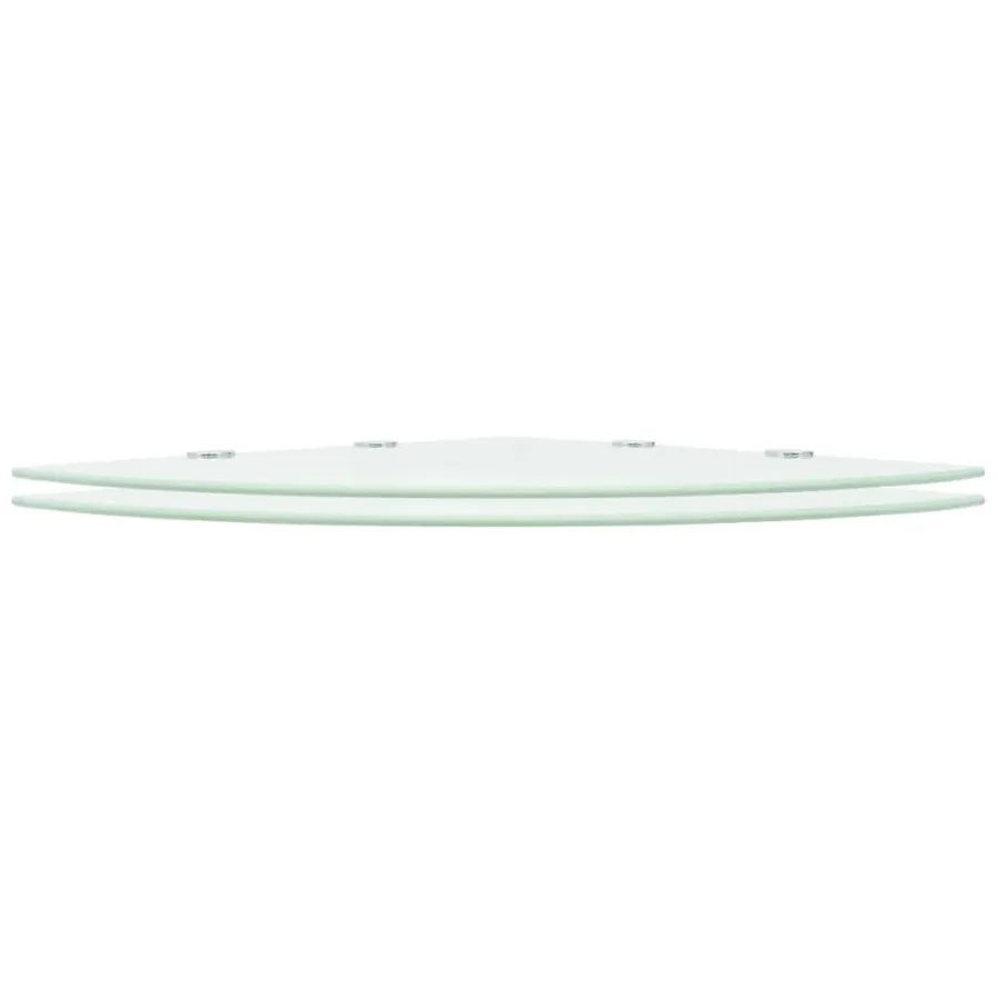 Étagères d'angle 2 pcs et supports chromés Verre Blanc 45x45 cm - 2