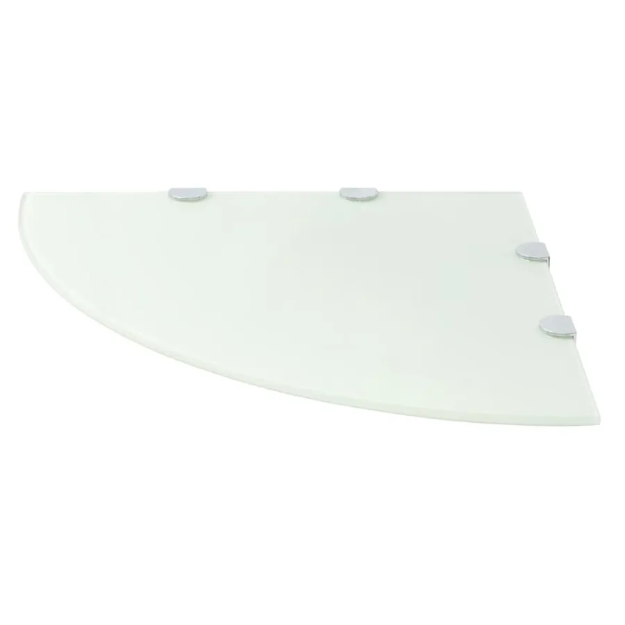Étagères d'angle 2 pcs et supports chromés Verre Blanc 45x45 cm - 3