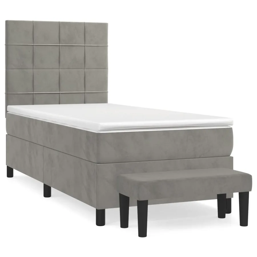 Sommier à lattes de lit et matelas Gris clair 100x200cm Velours - 2