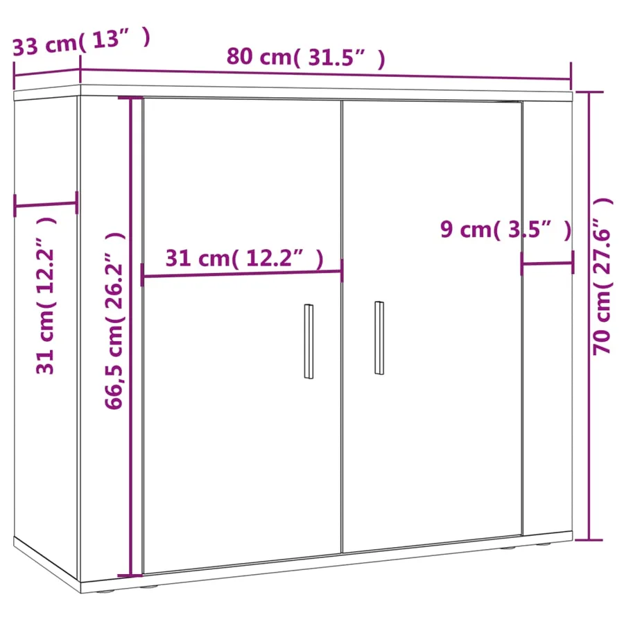 Buffet haut Gris béton Bois d'ingénierie - 11