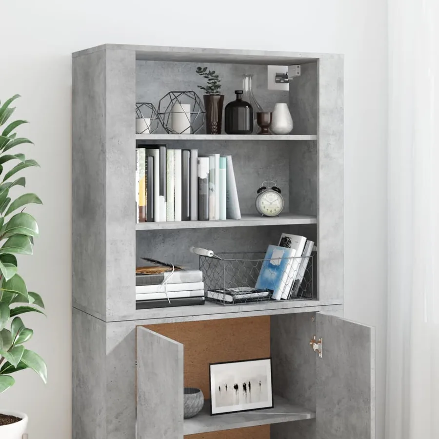 Buffet haut Gris béton Bois d'ingénierie - 4