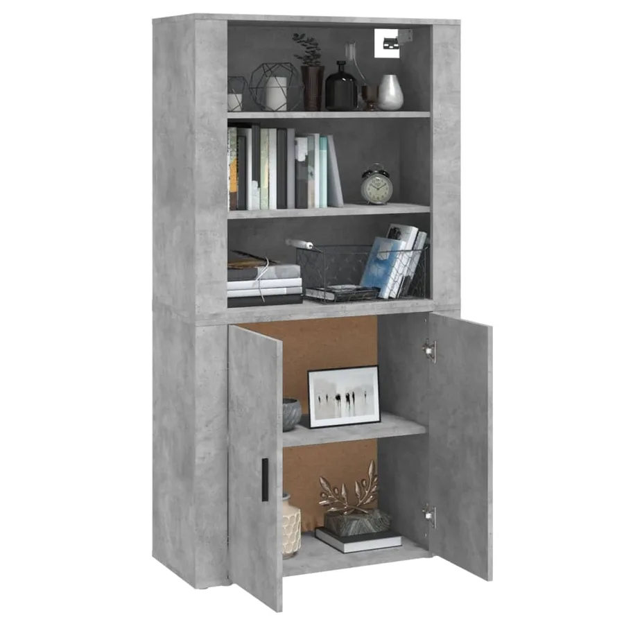 Buffet haut Gris béton Bois d'ingénierie - 5