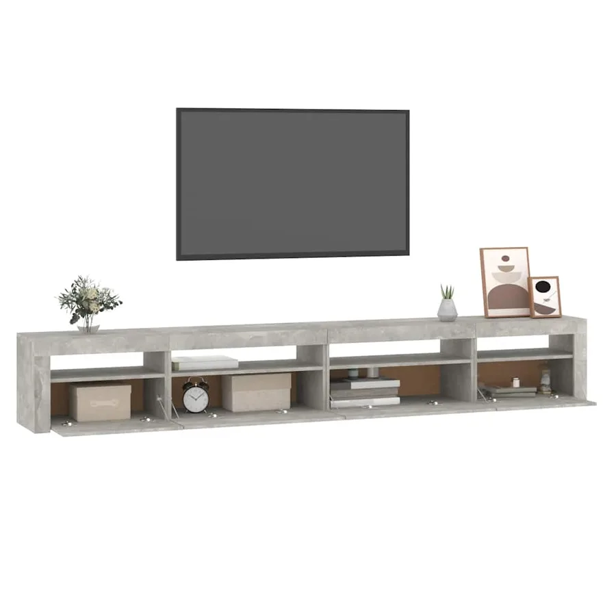 Meuble TV avec lumières LED Gris béton 270x35x40 cm - 11