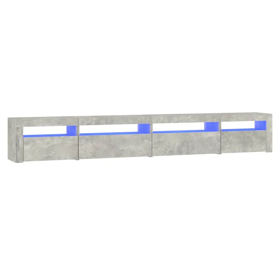 Meuble TV avec lumières LED Gris béton 270x35x40 cm - 2