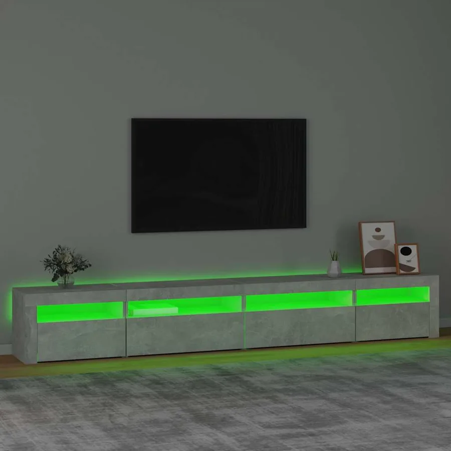 Meuble TV avec lumières LED Gris béton 270x35x40 cm - 4
