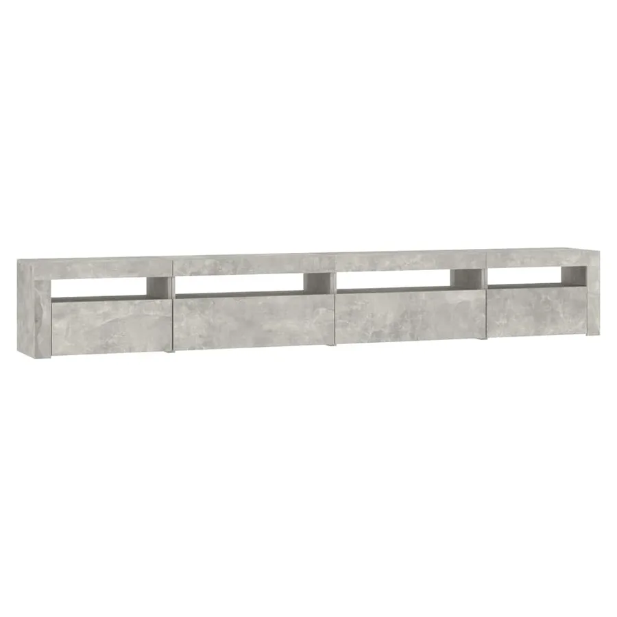 Meuble TV avec lumières LED Gris béton 270x35x40 cm - 6