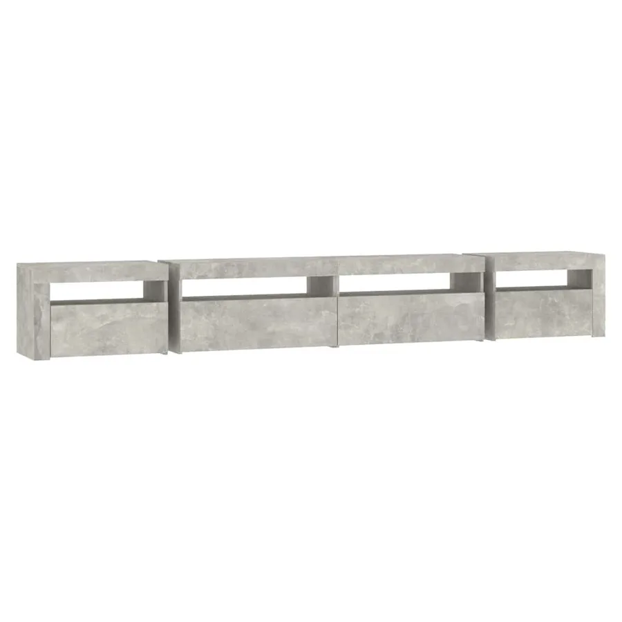 Meuble TV avec lumières LED Gris béton 270x35x40 cm - 7