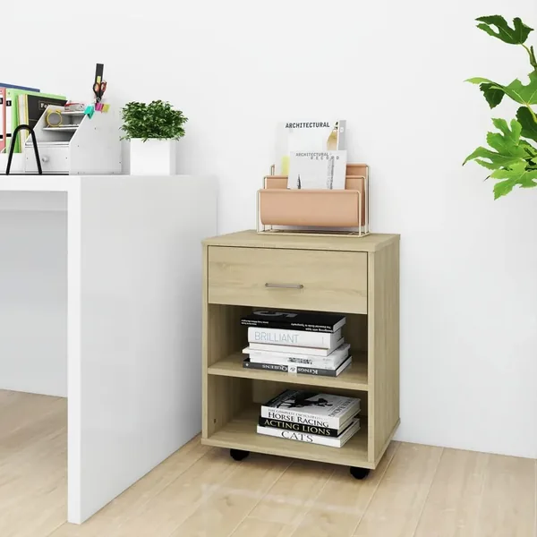 Armoire à roulettes Chêne sonoma 46x36x59 cm Bois d’ingénierie