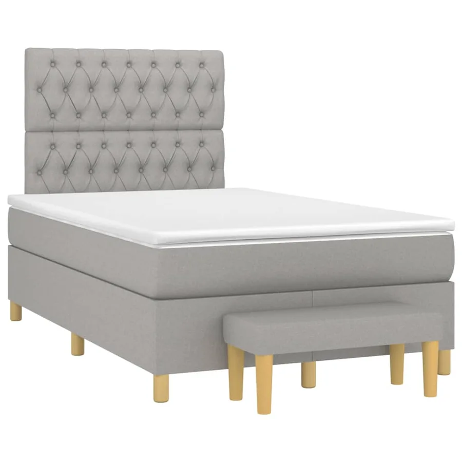 Sommier à lattes de lit avec matelas Gris clair 120x200cm Tissu - 3