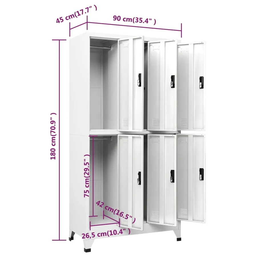 Armoire à casiers Blanc 90x45x180 cm Acier - 8