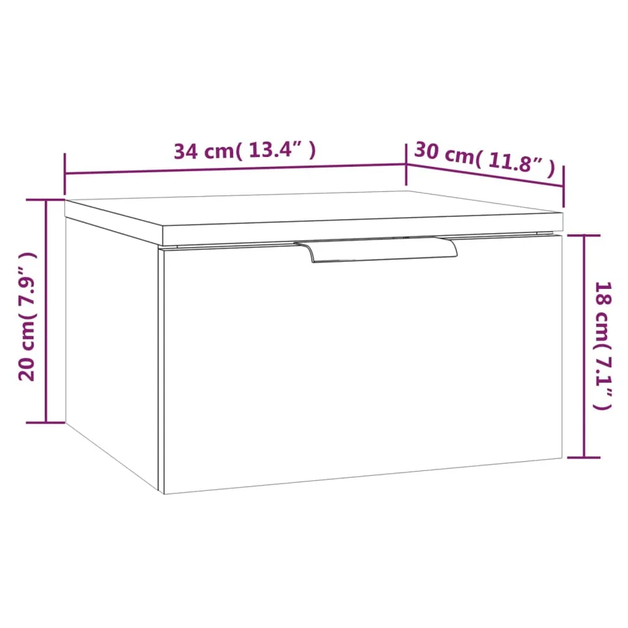 Table de chevet murale Chêne sonoma 34x30x20 cm - 8