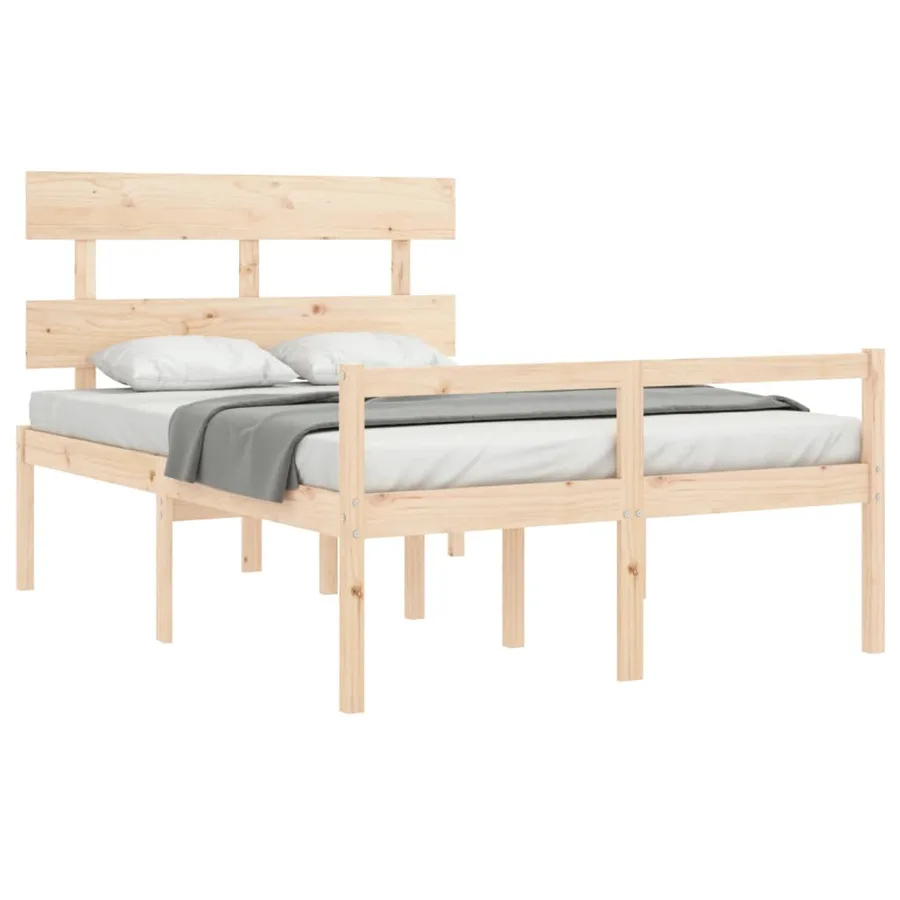 Lit pour personne âgée et tête de lit petit double bois massif - 4