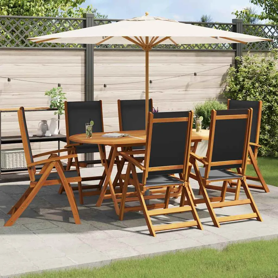 Ensemble à manger d'extérieur 7 pcs Bois d'acacia solide