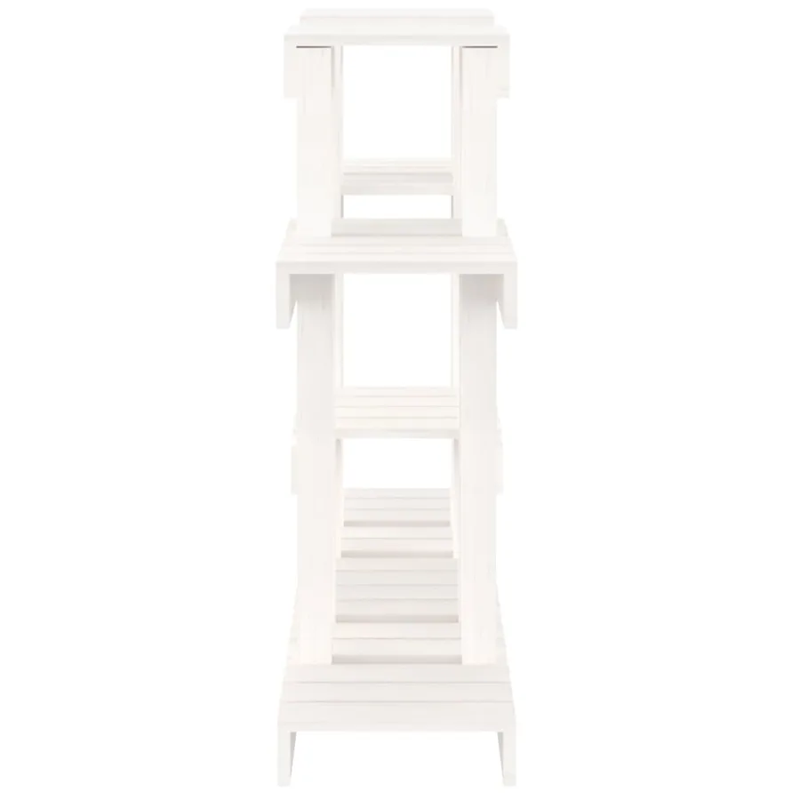 Support à plantes Blanc 104,5x25x77,5 cm Bois massif de pin - 6