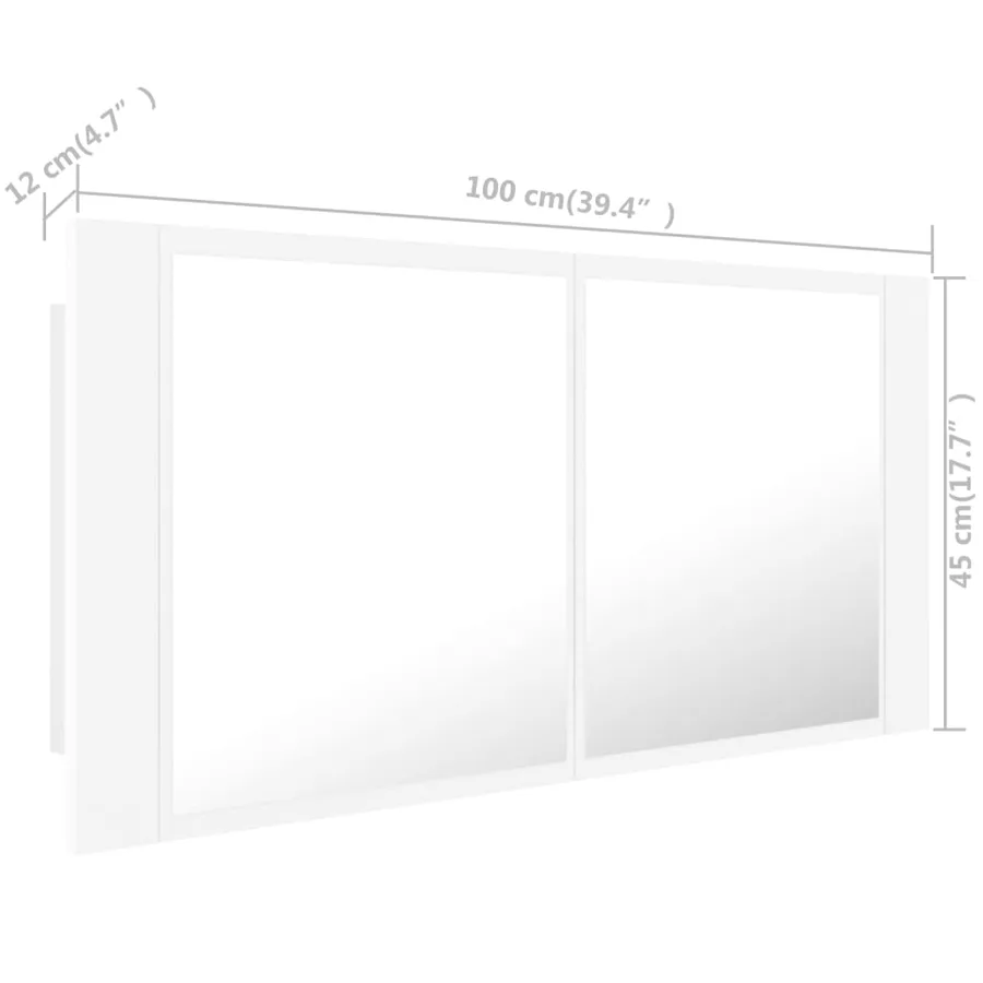 Armoire salle de bain à miroir LED Blanc 100x12x45 cm Acrylique - 17