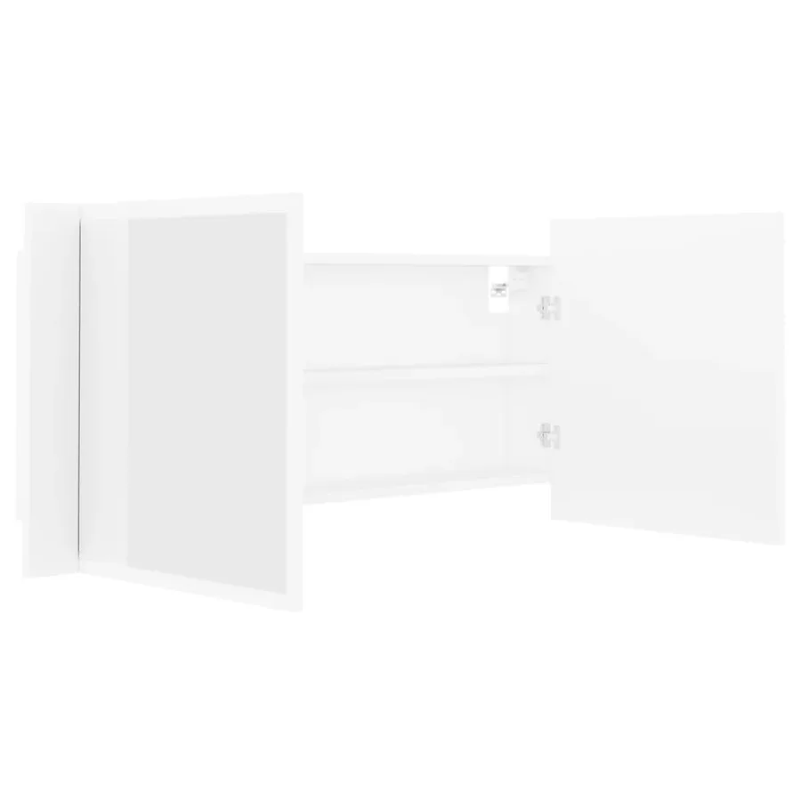 Armoire salle de bain à miroir LED Blanc 100x12x45 cm Acrylique - 5