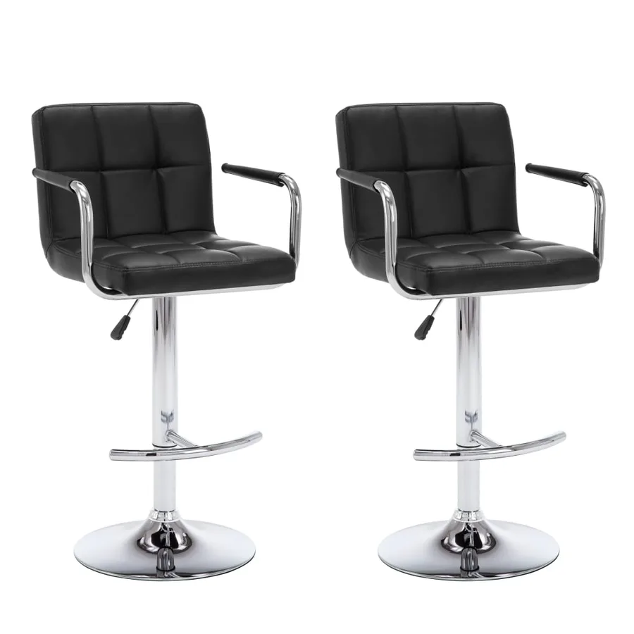 Tabourets de bar lot de 2 noir similicuir - 2