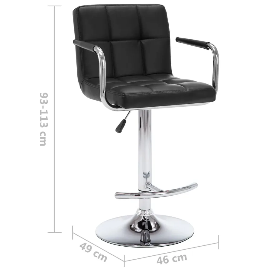 Tabourets de bar lot de 2 noir similicuir - 9