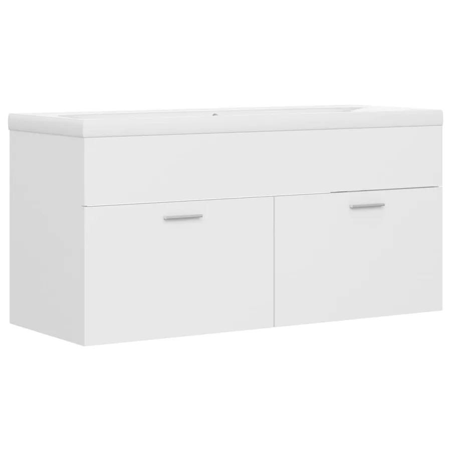 Armoire d'évier avec lavabo intégré Blanc Aggloméré - 2