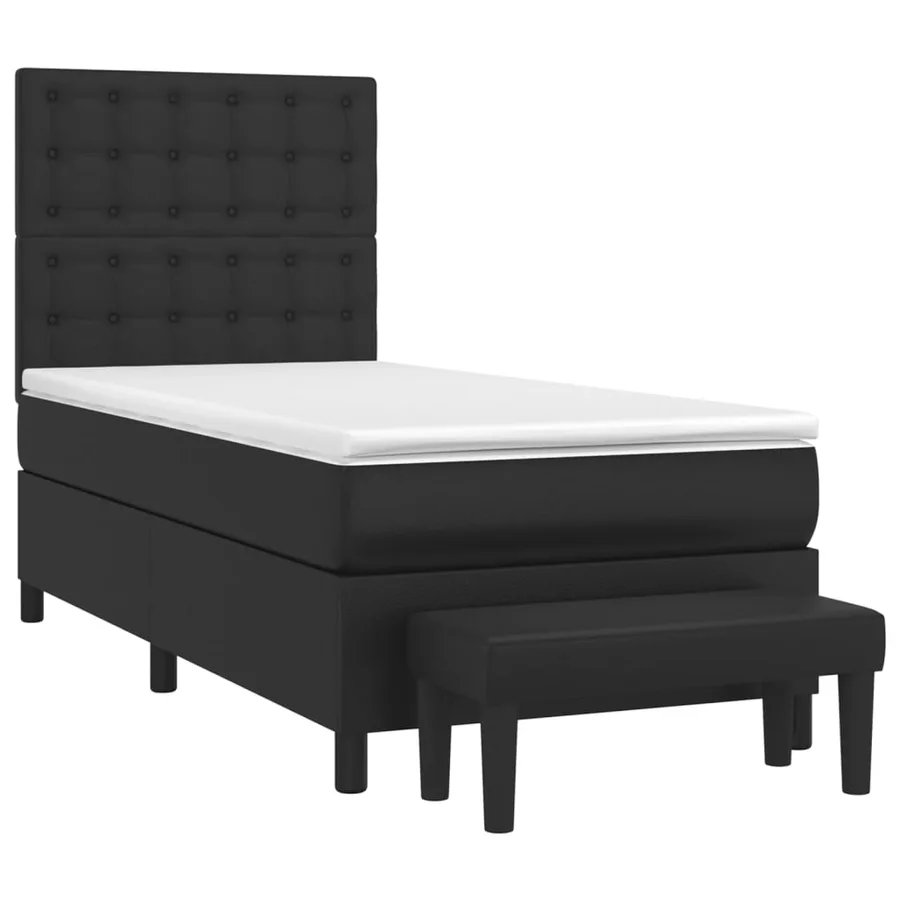 Sommier à lattes de lit avec matelas Noir 100x200 cm Similicuir - 3