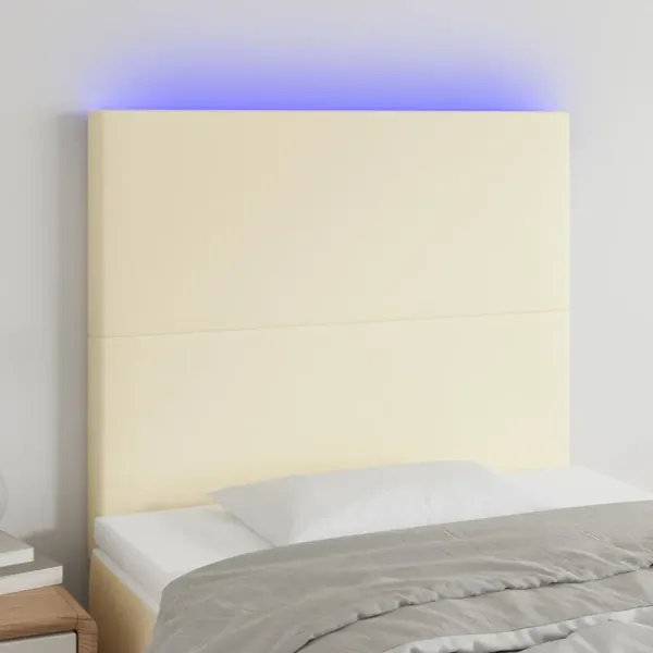 Tête de lit à LED Crème 100x5x118/128 cm Similicuir
