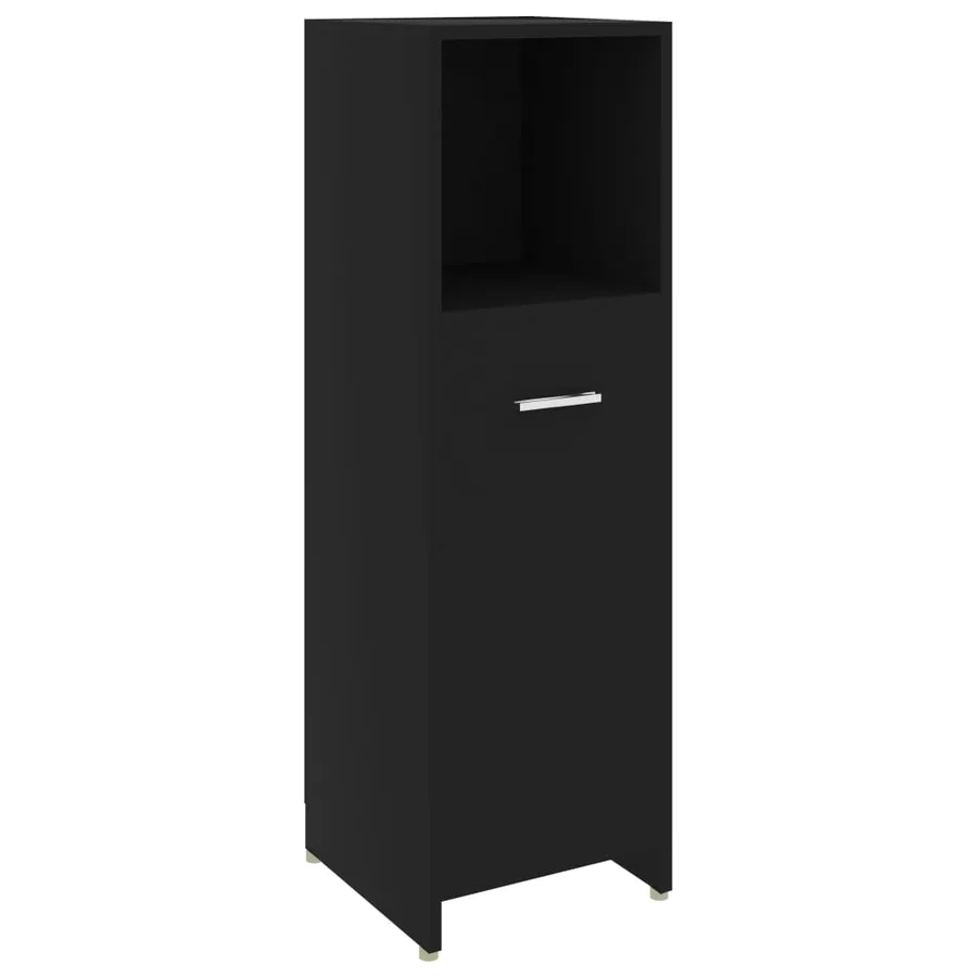 Armoire de salle de bain Noir 30x30x95 cm Bois d'ingénierie - 2