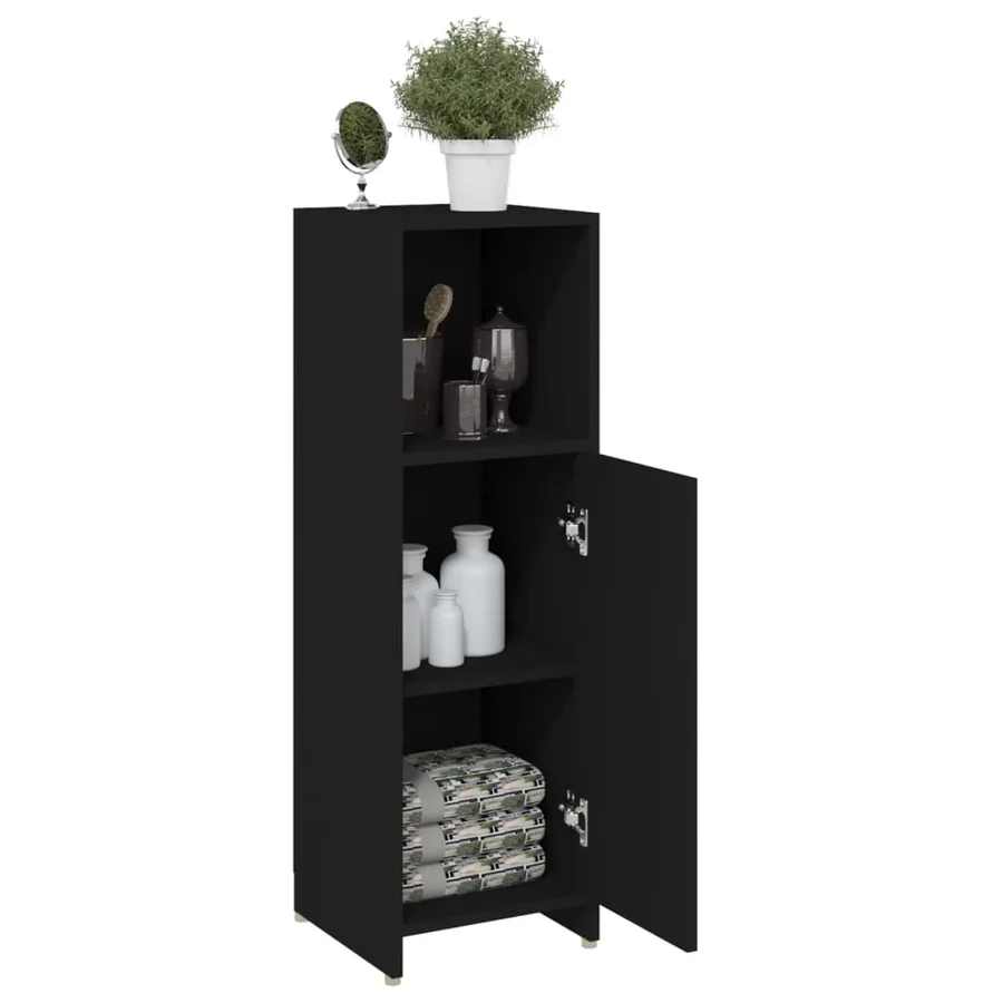 Armoire de salle de bain Noir 30x30x95 cm Bois d'ingénierie - 4