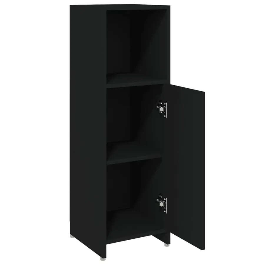 Armoire de salle de bain Noir 30x30x95 cm Bois d'ingénierie - 5