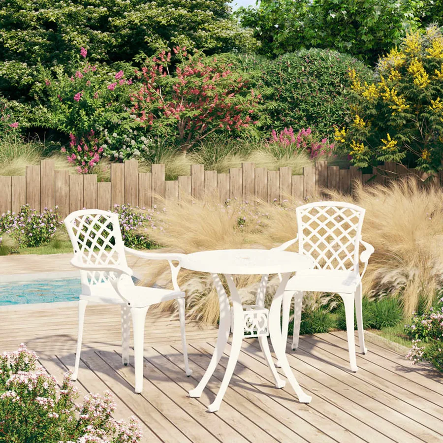 Ensemble de bistro 3 pcs Aluminium coulé Blanc