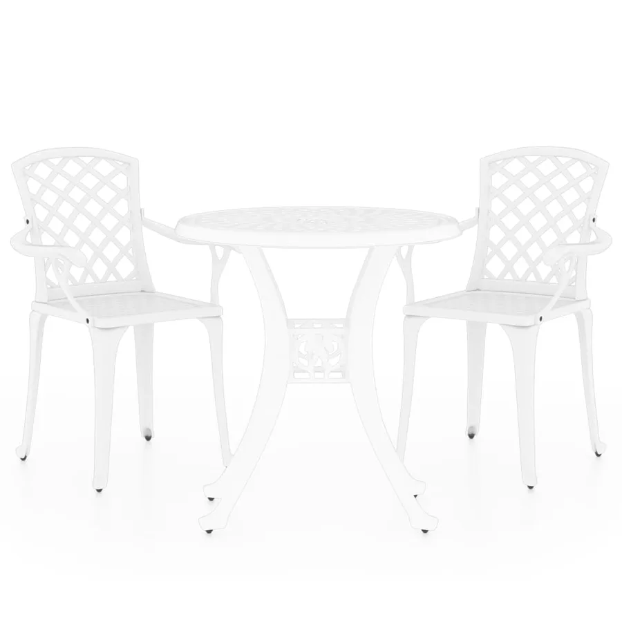 Ensemble de bistro 3 pcs Aluminium coulé Blanc - 2