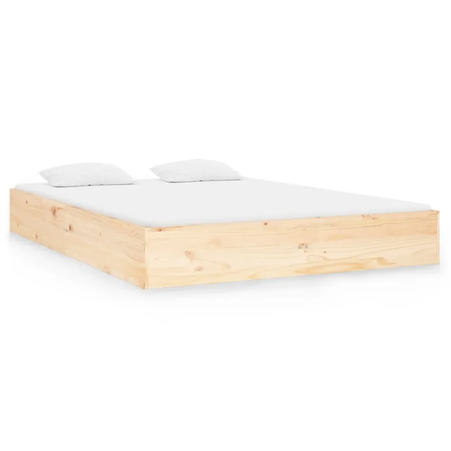 Cadre de lit sans matelas bois massif 135x190 cm - 2