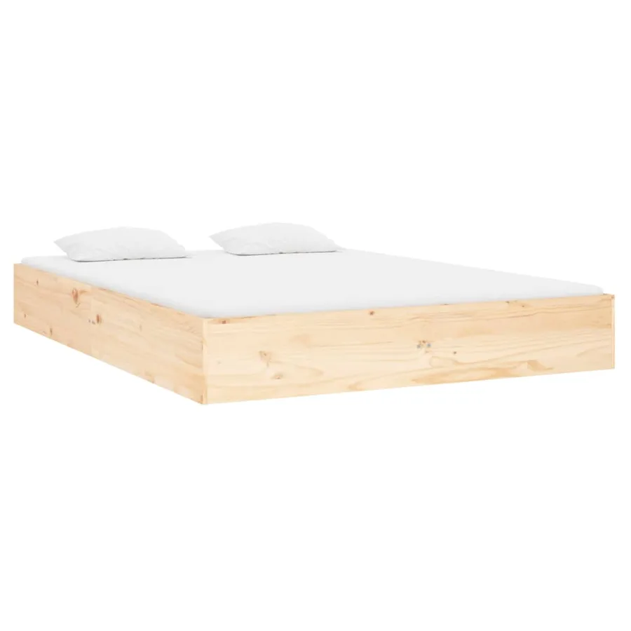 Cadre de lit sans matelas bois massif 135x190 cm - 4