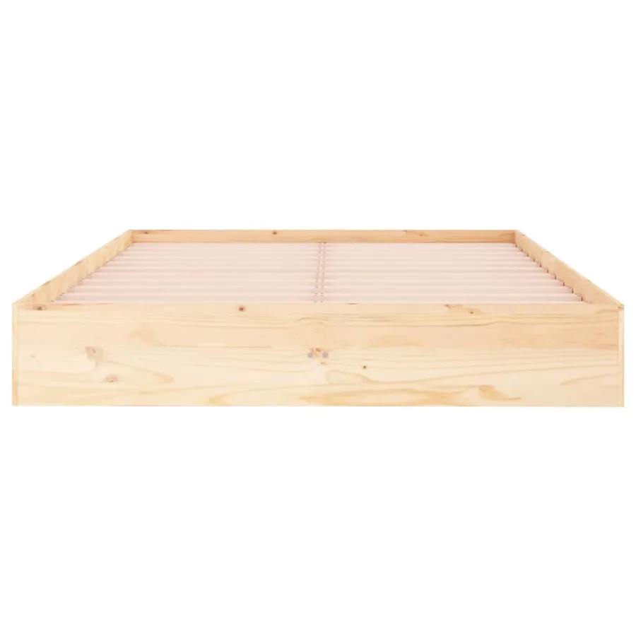 Cadre de lit sans matelas bois massif 135x190 cm - 5