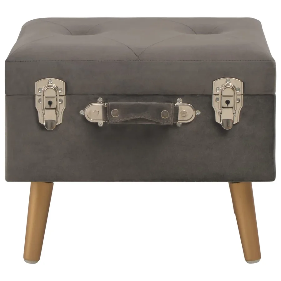Tabouret de rangement 40 cm Gris Velours - 2