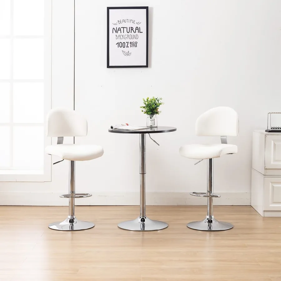 Tabourets de bar lot de 2 blanc similicuir
