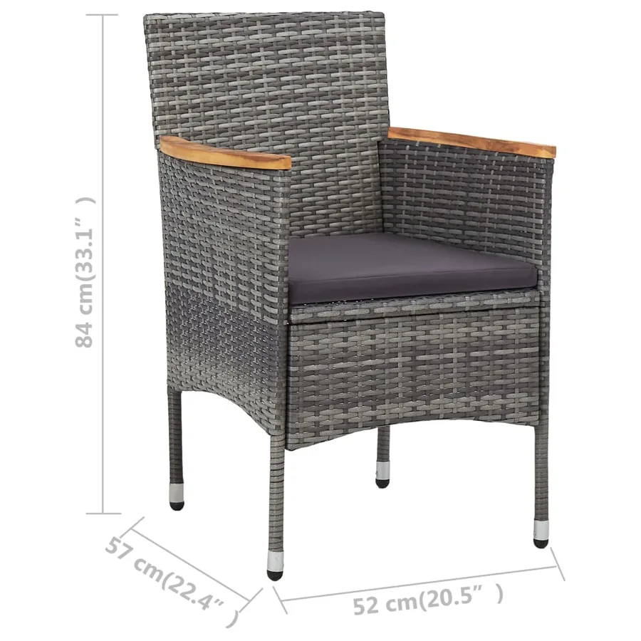 Ensemble à manger de jardin 11 pcs résine tressée gris - 8