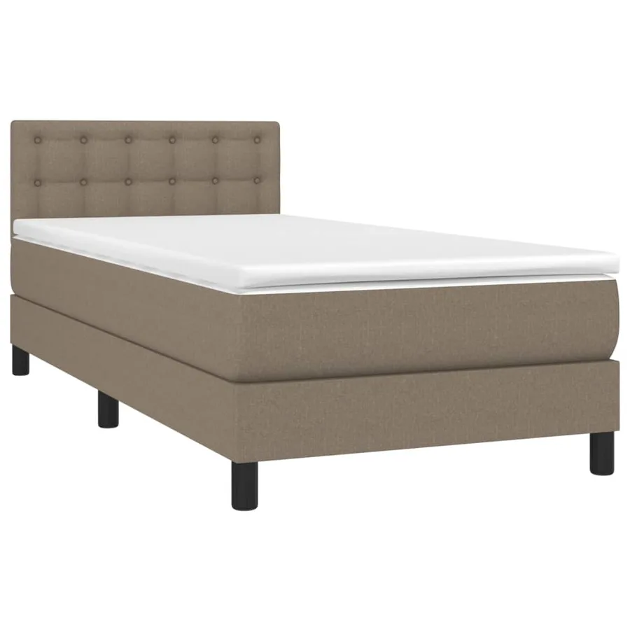 Sommier à lattes de lit avec matelas LED Taupe 90x200 cm Tissu - 3
