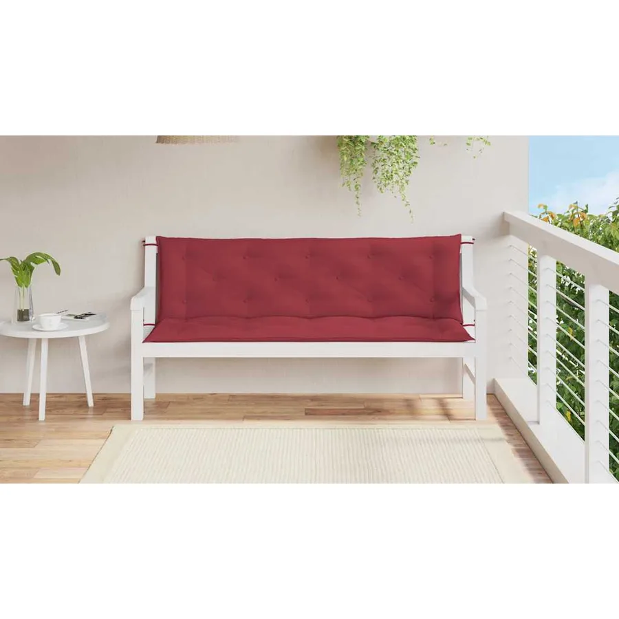 Coussin de banc de jardin rouge bordeaux tissu oxford - 3