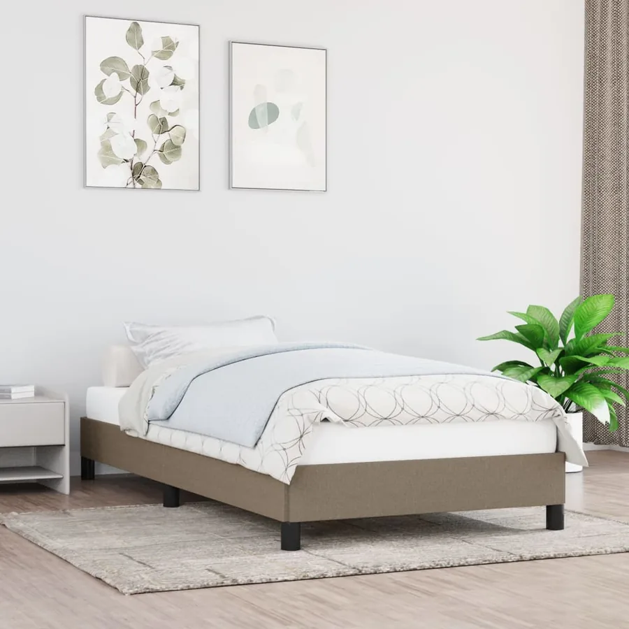 Cadre de lit sans matelas taupe 90x200 cm tissu