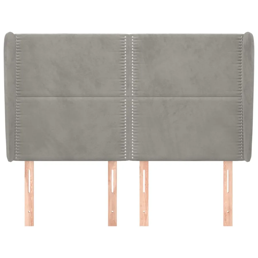 Tête de lit avec oreilles Gris clair 147x23x118/128 cm Velours - 3