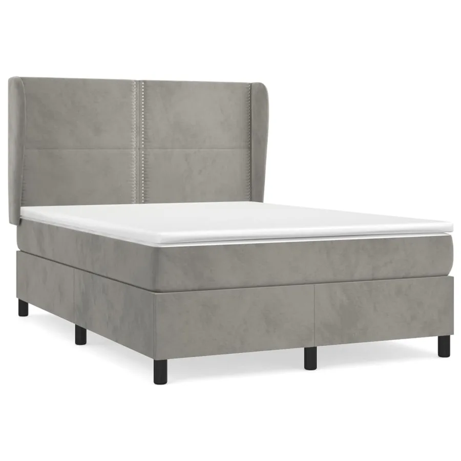 Sommier à lattes de lit et matelas Gris clair 140x200cm Velours - 2