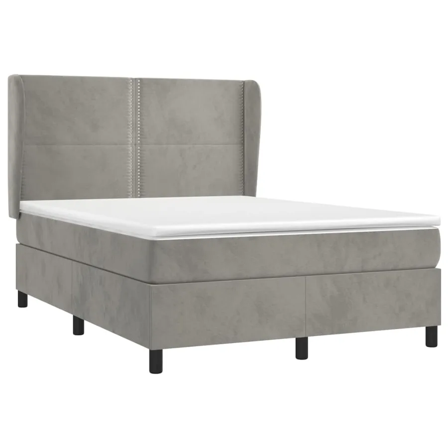 Sommier à lattes de lit et matelas Gris clair 140x200cm Velours - 3