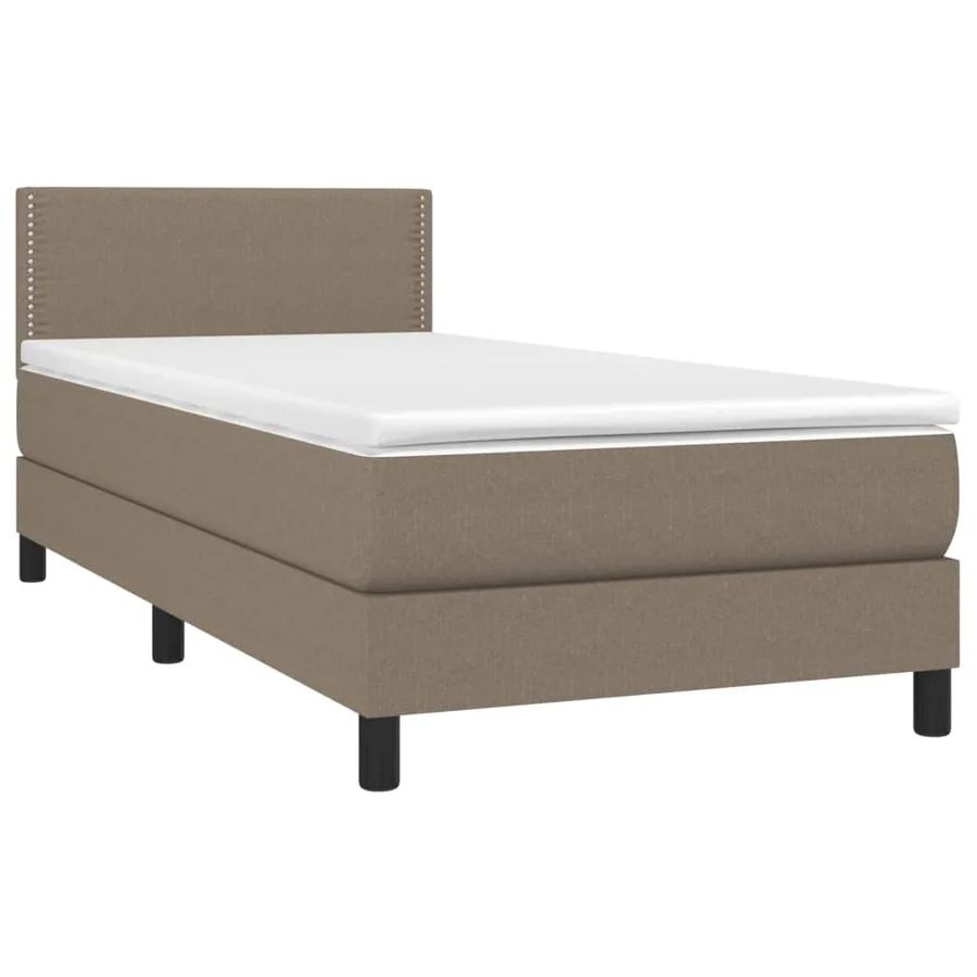 Sommier à lattes de lit avec matelas LED Taupe 90x200 cm Tissu - 3