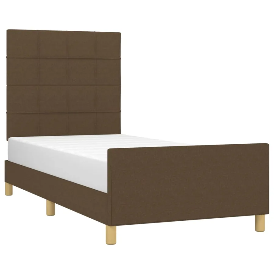 Cadre de lit sans matelas marron foncé 90x190 cm tissu - 3