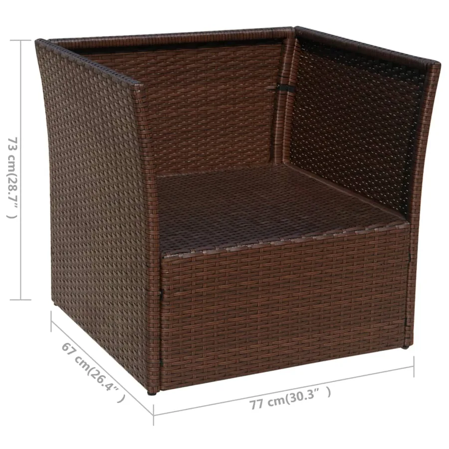 Chaise de jardin avec tabouret Marron Résine tressée - 12