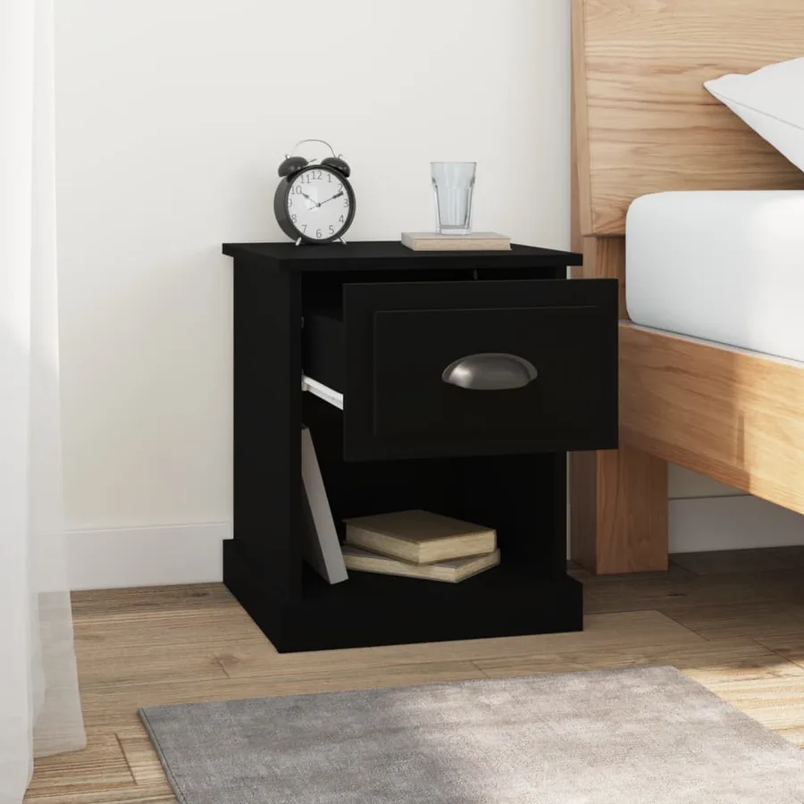 Table de chevet noir 39x39x47,5 cm bois d’ingénierie - 3
