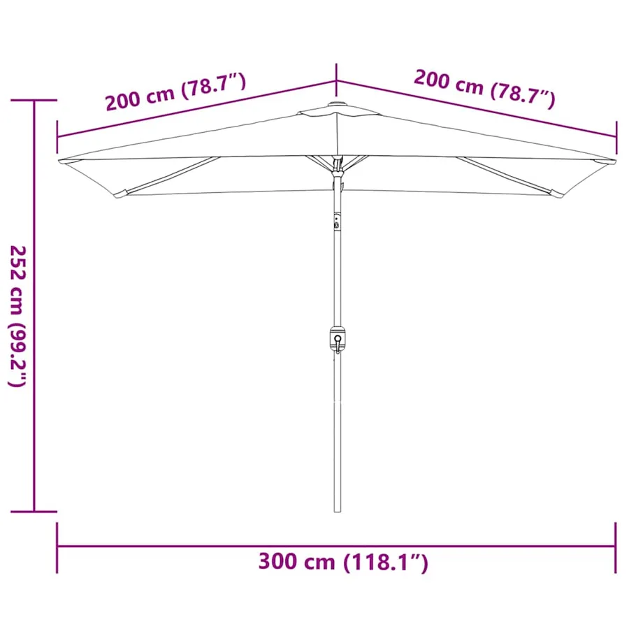 Parasol d'extérieur avec mât en métal 300x200 cm anthracite - 8