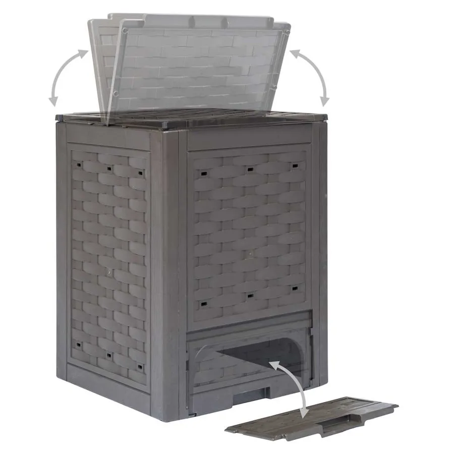 Composteurs de jardin 2 pcs 60x60x83 cm 600 L Plastique rotin - 4